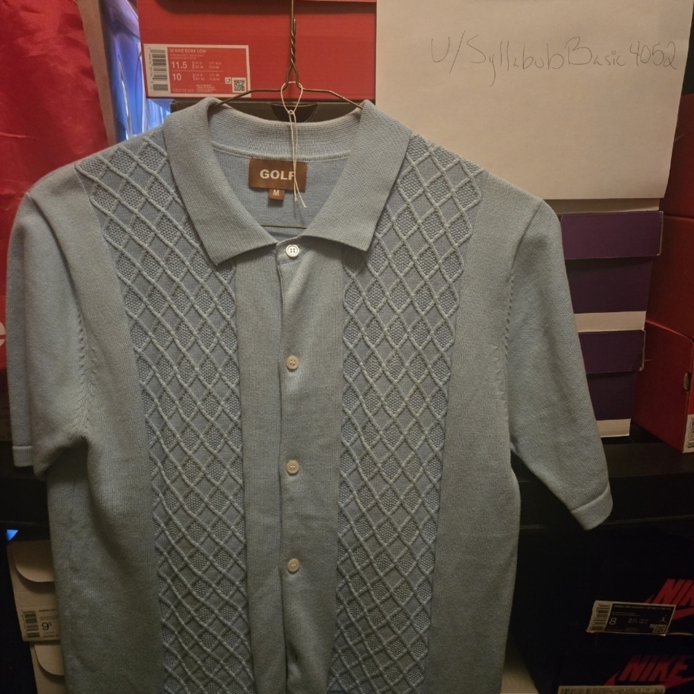 Golf Wang Unreleased Light Blue Knit Polo Shirt